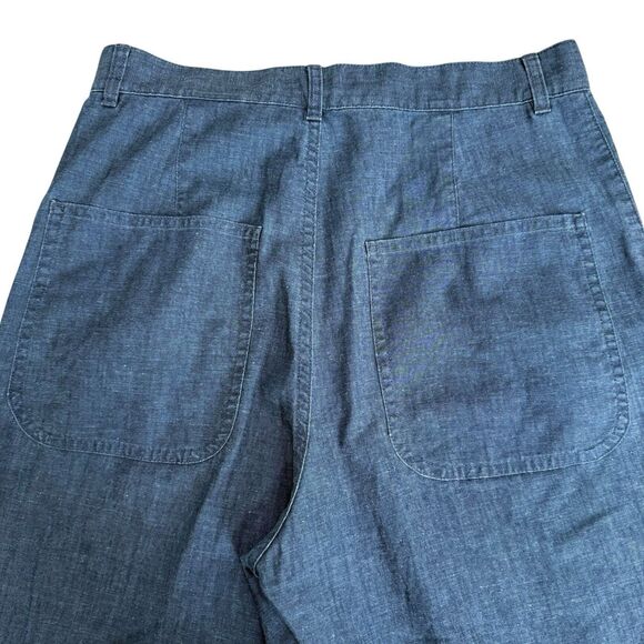 COS Cotton Navy Relaxed Taper Ankle Button Trousers Pants Size 2 Lightweight - Picture 5 of 13